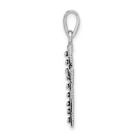 Sterling Silver Rhodium-plated & Antiqued Cross Pendant view 2