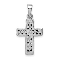 Sterling Silver Rhodium-plated & Antiqued Cross Pendant view 3