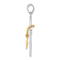 Sterling Silver Rhodium-plated Polished Gold-tone Double Cross Pendant view 2