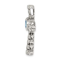 Sterling Silver Blue CZ Cross Chain Slide view 2