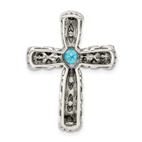 Sterling Silver Blue CZ Cross Chain Slide view 3