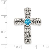 Sterling Silver Blue CZ Cross Chain Slide view 4