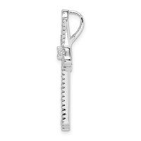 Sterling Silver Rhodium Plated Pink and White CZ Cross Pendant Slide view 2