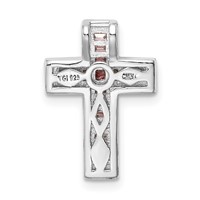 Sterling Silver Rhodium-plated Pink & White CZ Cross Chain Slide view 3