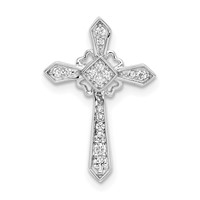 Sterling Silver Rhodium-plated CZ Cross Chain Slide view 1