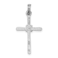 Sterling Silver Rhodium-plated CZ Cross Pendant view 3