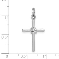 Sterling Silver Rhodium-plated CZ Cross Pendant view 4