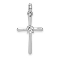 Sterling Silver Rhodium-plated CZ Cross Pendant view 1