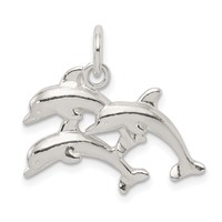 Sterling Silver Dolphins Charm view 1