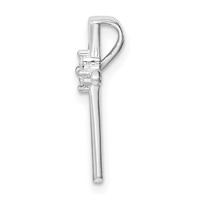 Sterling Silver Rhodium Plated CZ Cross Chain Slide Pendant view 2