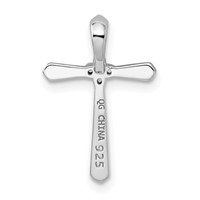 Sterling Silver Rhodium Plated CZ Cross Chain Slide Pendant view 3