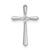 Sterling Silver Rhodium Plated CZ Cross Chain Slide Pendant view 1