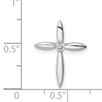 Sterling Silver Rhodium-plated Center CZ Passion Cross Chain Slide view 4