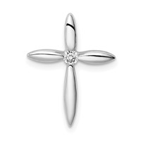 Sterling Silver Rhodium-plated Center CZ Passion Cross Chain Slide view 1