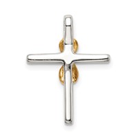 Sterling Silver & Gold-tone CZ Cross Chain Slide view 3
