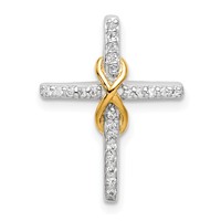 Sterling Silver & Gold-tone CZ Cross Chain Slide view 1