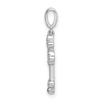 Sterling Silver Rhodium-plated Polished CZ Budded Cross Pendant view 2