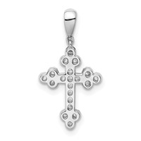 Sterling Silver Rhodium-plated Polished CZ Budded Cross Pendant view 3
