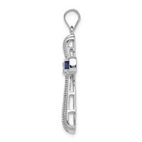 Sterling Silver Rhodium-plated CZ & Lab Cr. Blue Spinel Cross Pendant view 2