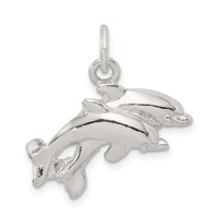 Sterling Silver Dolphins Charm view 1