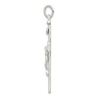 Sterling Silver Textured Crucifix Cross Pendant view 2