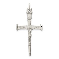 Sterling Silver Textured Crucifix Cross Pendant view 1