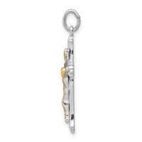 Sterling Silver Platinum-plated & Gold-tone Crucifix Pendant view 2