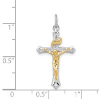 Sterling Silver Platinum-plated & Gold-tone Crucifix Pendant view 4
