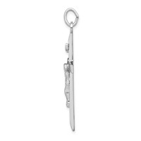 Sterling Silver Platinum-plated Textured Crucifix Cross Pendant view 2