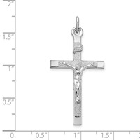 Sterling Silver Platinum-plated Textured Crucifix Cross Pendant view 4