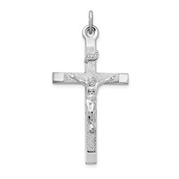 Sterling Silver Platinum-plated Textured Crucifix Cross Pendant view 1