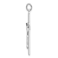 Sterling Silver Platinum-plated Textured Risen Christ Cross Pendant view 2