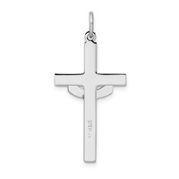 Sterling Silver Platinum-plated Textured Risen Christ Cross Pendant view 3