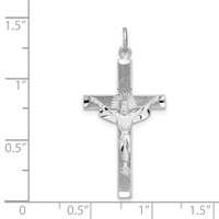 Sterling Silver Platinum-plated Textured Risen Christ Cross Pendant view 4
