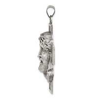 Sterling Silver Hollow Satin Antiqued Jesus Cross Medal view 2