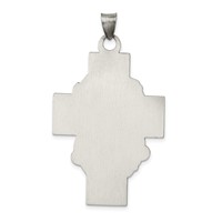 Sterling Silver Hollow Satin Antiqued Jesus Cross Medal view 3