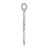 Sterling Silver Platinum-plated Gold-tone Miraculous Medal Cross Pendant view 2