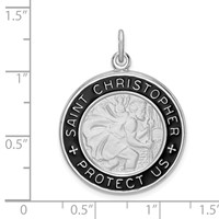 Sterling Silver Platinum-plated Enamel St. Christopher Medal view 4