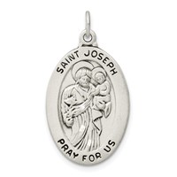 Sterling Silver Antiqued St. Joseph Medal view 1
