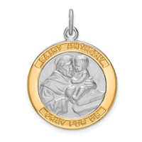 Sterling Silver Platinum-plated & Gold-tone St. Anthony Medal Pendant view 1