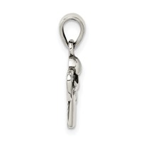 Sterling Silver Antiqued Angel Pendant with Heart view 2