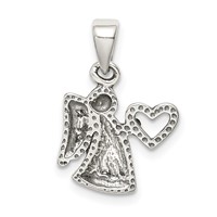Sterling Silver Antiqued Angel Pendant with Heart view 3