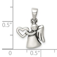 Sterling Silver Antiqued Angel Pendant with Heart view 4