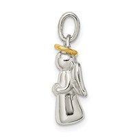 Sterling Silver Gold-plated Polished Angel Pendant view 2