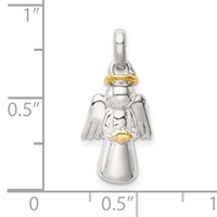 Sterling Silver Gold-plated Polished Angel Pendant view 4