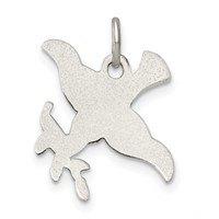 Sterling Silver Antiqued Diamond-Cut Bird Pendant view 3