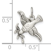 Sterling Silver Antiqued Diamond-Cut Bird Pendant view 4