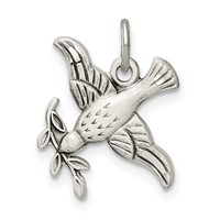 Sterling Silver Antiqued Diamond-Cut Bird Pendant view 1