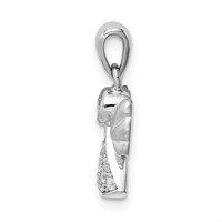 Sterling Silver Rhodium-plated CZ Satin Angel Pendant view 2