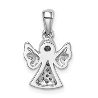Sterling Silver Rhodium-plated CZ Satin Angel Pendant view 3
